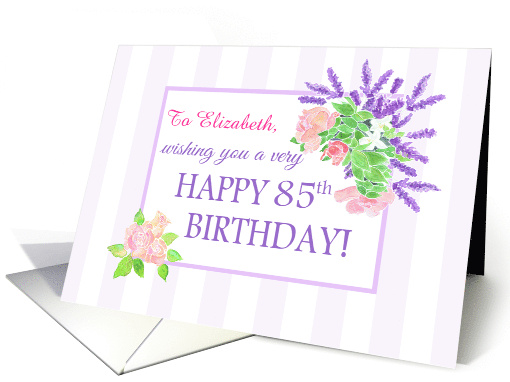 Custom Name 85th Birthday with Summer Flowers card (1705314)