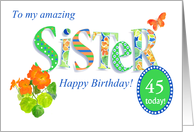 Custom Age Sister’s Birthday with Nasturtiums and a Butterfly card