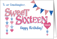 For OUR Granddaughter 16th Birthday with Hearts Stars and Word Art card