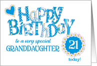 For Granddaughter 21st Birthday with Daisy Chains and Word Art card