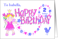 Custom Name and Age for Toddler’s Birthday with Cute Pink Fairy card
