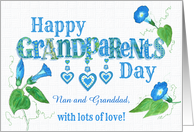 Nan and Granddad Custom Grandparents Day with Morning Glory Flowers and Hearts card