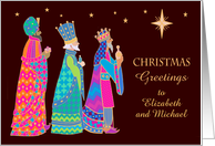 Custom Name Christmas Greeting with Three Kings and Bright Star card