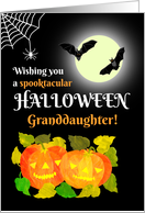 For Granddaughter Halloween with Bats Pumpkins and Spider’s Web card