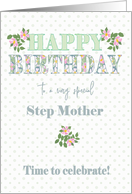 For Step Mother Birthday with Dog Roses and Polkas card