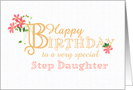 For Stepdaughter Birthday Greetings with Clematis Flowers card