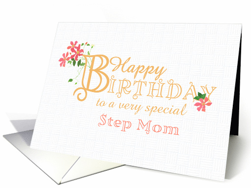 For Step Mom Birthday Greetings with Clematis Flowers card (1747514)