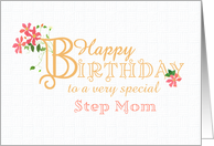 For Step Mom Birthday Greetings with Clematis Flowers card
