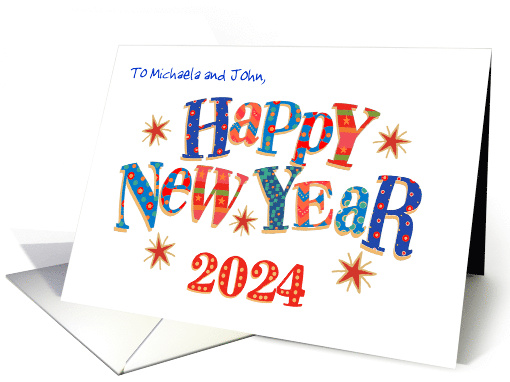 Custom Name New Year 2024 with Stars and Word Art card (1747798)