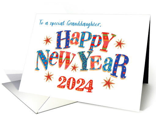 For Granddaughter New Year 2024 with Stars and Word Art card (1747816)