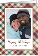 Happy Holidays Across the Miles Photo Upload with Red Tartan Border card