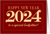 For Godfather New Year 2024 Gold Effect on Dark Red with Stars card