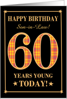 Custom Name or Relation 60th Birthday with Orange Tartan on Black card