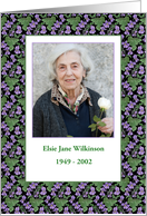 Memorial Service or Funeral Invitation Photo Upload with Violets card