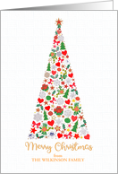 Custom Name Christmas Tree Stars Snowflakes Holly and Ornaments card