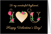 For Boyfriend Valentines Day I Love You with Red Roses Blank Inside card