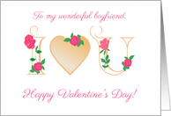 For Boyfriend Valentines Day I Love You with Red Roses Blank Inside card