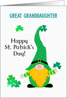 Great Granddaughter St. Patrick’s Fun Leprechaun Gnome and Shamrocks card