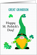 Great Grandson on St. Patrick’s Fun Leprechaun Gnome and Shamrocks card