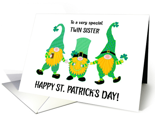 For Twin Sister St Patrick's Day Three Dancing Leprechauns card