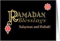 Custom Name Ramadan Blessings Gold-effect on Black card