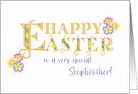 For Stepbrother Easter Greetings Word Art with Primroses card