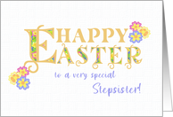 For Stepsister Easter Greetings Word Art with Primroses card