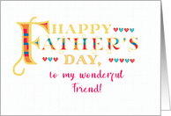 For Friend Fathers Day Gold-effect Lettering and Hearts card