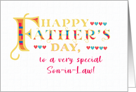 For Son in Law Fathers Day Gold-effect Lettering and Hearts card