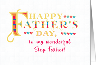For Stepfather Fathers Day Gold-effect Lettering and Hearts card