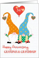 For Grandma and Granddad Custom Year Wedding Anniversary Cute Gnomes card