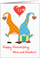 Custom Names and Year Wedding Anniversary with Cute Gnomes card