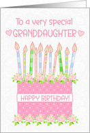 For Granddaughter Birthday Cake with Hearts and Roses card