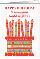 For Goddaughter Custom Age Birthday Cake with Strawberries and Fruits card