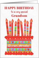 For Grandson Custom Age Birthday Cake with Strawberries card