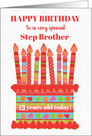 For Step Brother Custom Age Birthday Cake with Strawberries and Fruits card