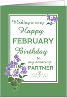 For Partner February Birthday with Watercolour Wood Violets card