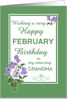 For Grandma February Birthday with Watercolour Wood Violets card