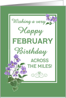 February Birthday Across the Miles with Watercolour Wood Violets card