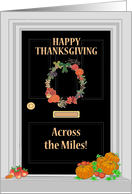 Thanksgiving Across the Miles Chic Front Door with Wreath and Pumpkins card