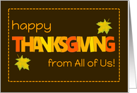 Thanksgiving from All of Us with Word Art Fall Colours and Leaves card