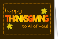 Thanksgiving to All of You with Word Art Fall Colours and Leaves card