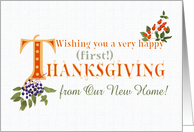 First Thanksgiving From Our New Home with Fall Berries and Word Art card
