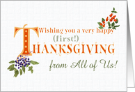 First Thanksgiving from All of Us with Fall Berries and Word Art card