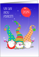 New Year Romanian Language with Three Cute Nordic Gnomes Blank Inside card