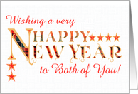 Happy New Year To Both of You with Tartan Word Art and Stars card