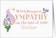 Sympathy for Loss of Mother with Violets and Word Art card