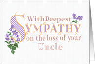Sympathy for Loss of Uncle with Violets and Word Art card