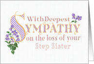 Sympathy for Loss of Stepsister with Violets and Word Art card