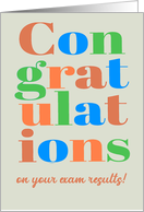 Congratulations on Exam Results Brightly Coloured Lettering card